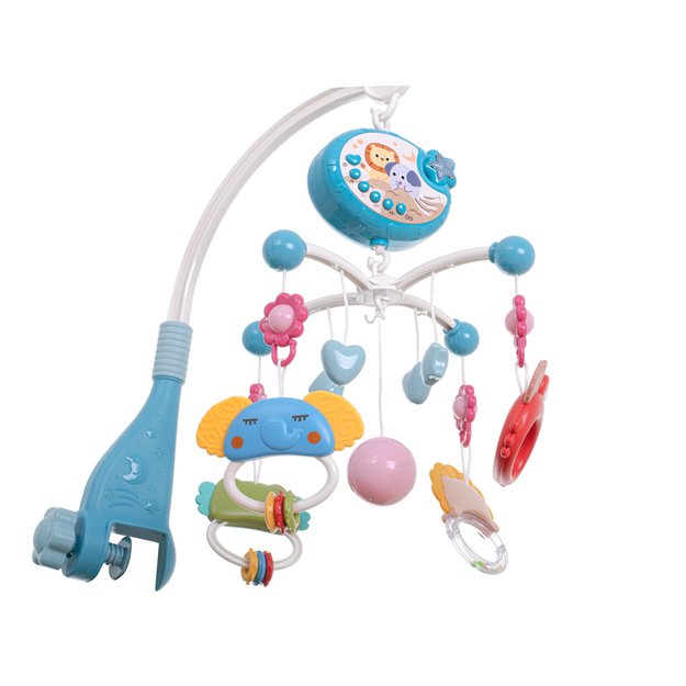 Musical crib carousel with lullabies and remote control (blue)