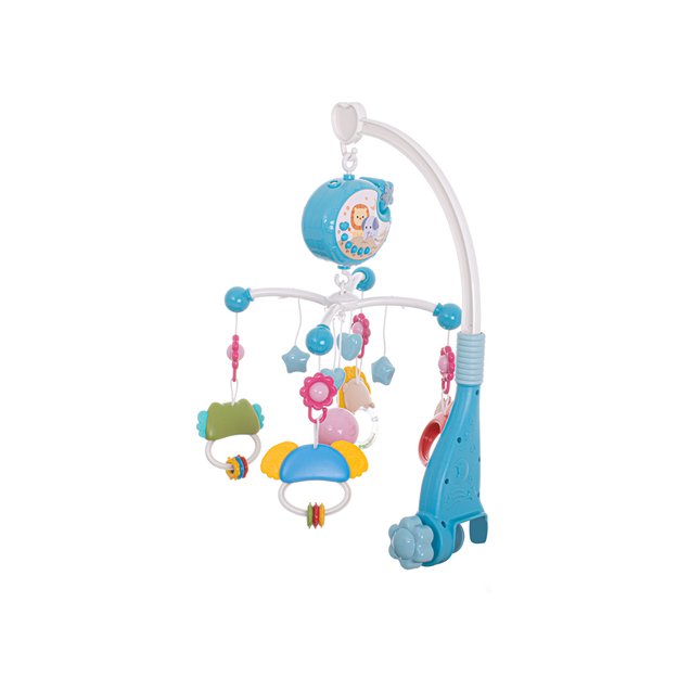 Musical crib carousel with lullabies and remote control (blue)