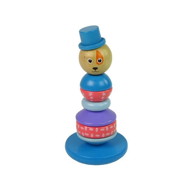 Wooden Educational Pyramid Dog with Hat Balancing Tower 2