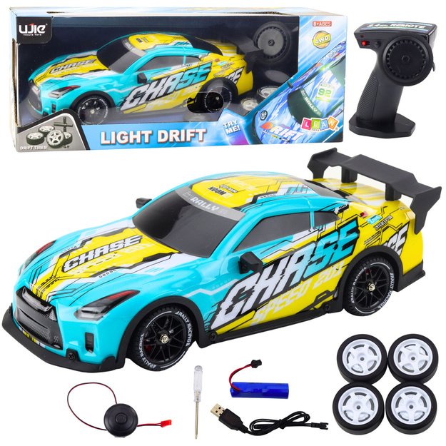 RC Remote Controlled Sports Car with Illuminated Drift Body Turquoise
