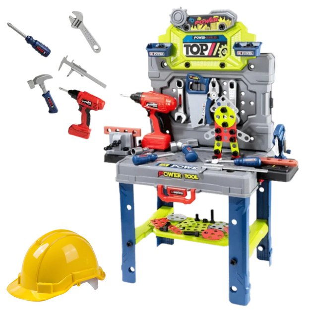 Handyman s Table 2-in-1 Suitcase Tool Set Screwdriver Helmet 133 pcs. 1