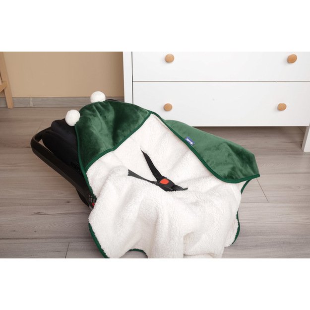 CARRY COT SWADDLE PLUSH BLANKET RAM 75X75 GREEN 6