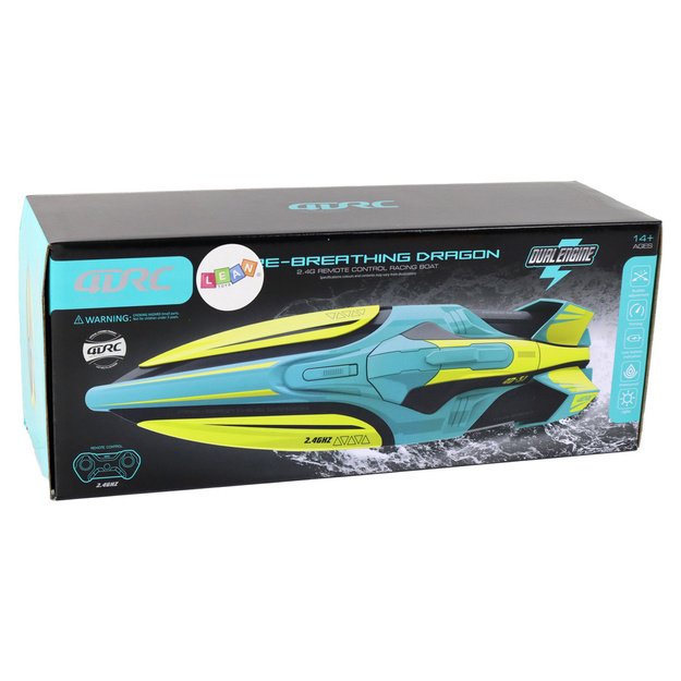 RC Water Boat 2.4G Yellow-Turquoise Waterproof Remote Control 4