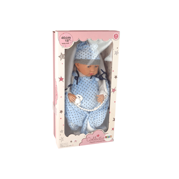 Kūdikių lėlė 46 cm mėlyna lėlė su žvaigžde antklode 6