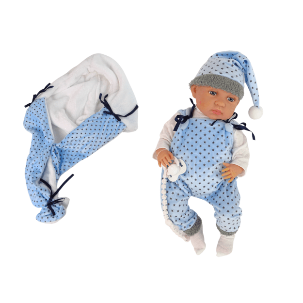 Kūdikių lėlė 46 cm mėlyna lėlė su žvaigžde antklode 5