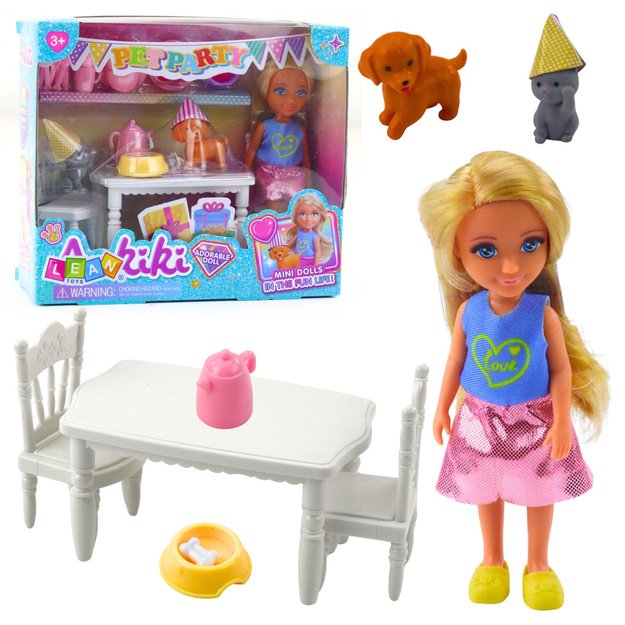 Birthday Set Doll Animals Dog Cat Table Accessories