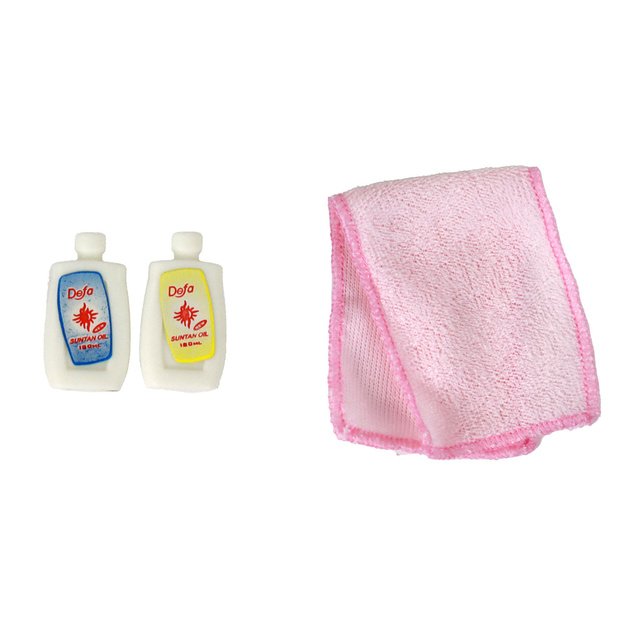 Vaikų lėlė Ilgi šviesūs plaukai Mėlynas chalatas Vonia Vonios kambarys 12