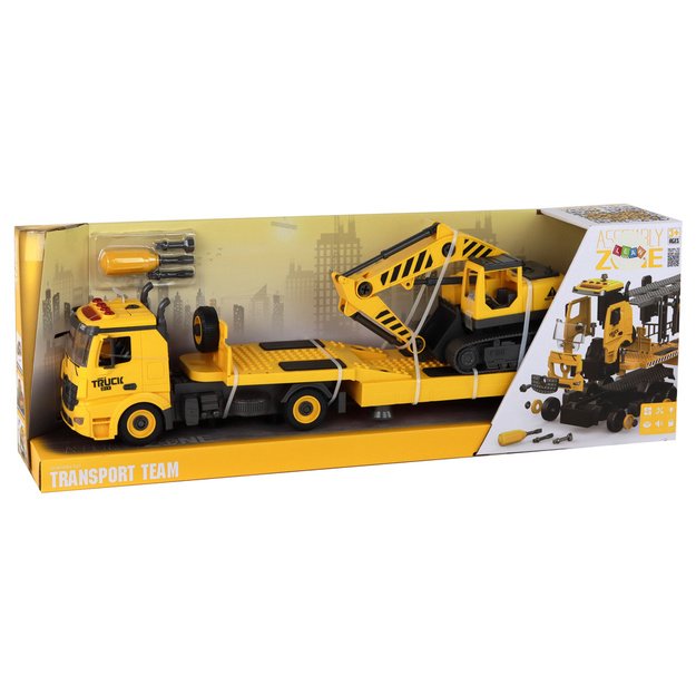 Sulankstomas vilkikas su vikšriniu ekskavatoriumi Garso šviesa 