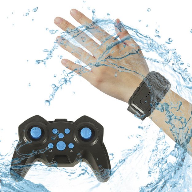 RC amfibija vandeniui atsparus automobilis, valdomas rankų gestais + 2 nuotolinio valdymo pulteliai mėlynos spalvos 13