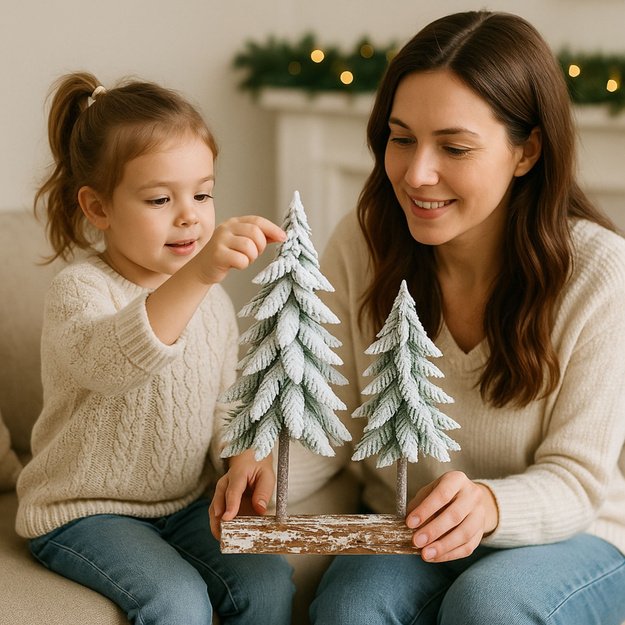 Christmas Tree Composition Decoration on a Trunk Covered with Snow 34 x 28 cm 5