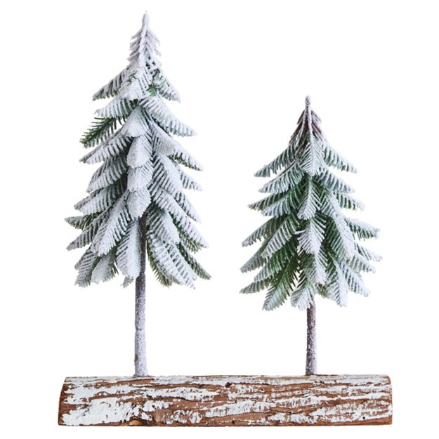 Christmas Tree Composition Decoration on a Trunk Covered with Snow 34 x 28 cm 2