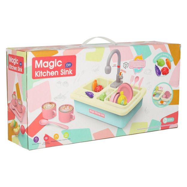 Vaikiška indų plovimo kriauklė su priedais vandens virdulys indukcinė kaitlentė XXL mėlyna 14