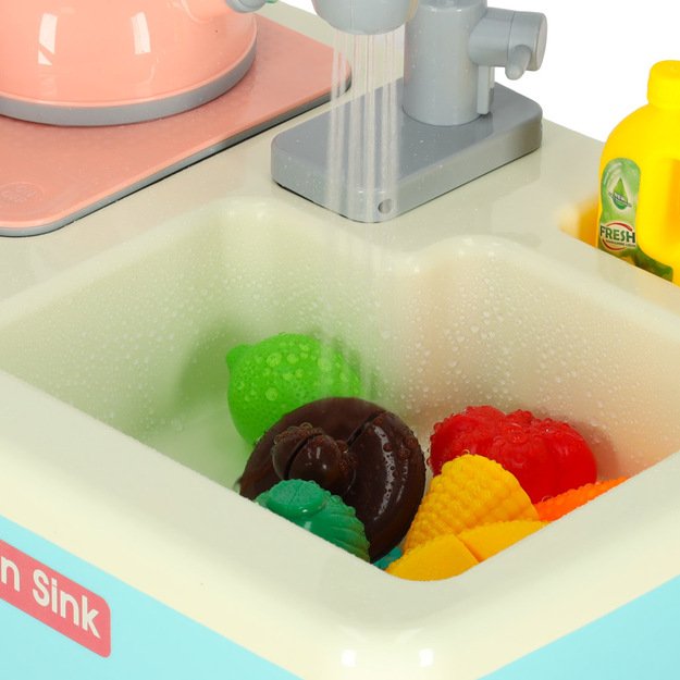 Vaikiška indų plovimo kriauklė su priedais vandens virdulys indukcinė kaitlentė XXL mėlyna 2