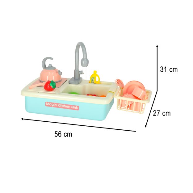 Vaikiška indų plovimo kriauklė su priedais vandens virdulys indukcinė kaitlentė XXL mėlyna 13
