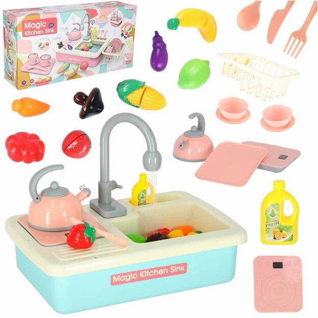 Vaiki&scaron;ka indų plovimo kriauklė su priedais vandens virdulys indukcinė kaitlentė XXL mėlyna 23