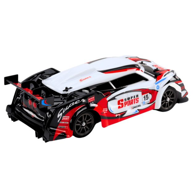 RC sportinis automobilis 1:16 Driftas keičiamais ratais baltos ir raudonos spalvos 2