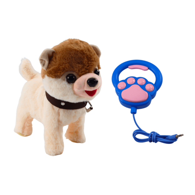 Interactive Dog on a Leash Walks Dances Sings White and Beige