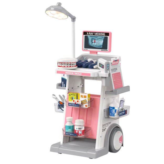Doctor Dentist Set Medical Cart Lights Pink 26 pcs. 1