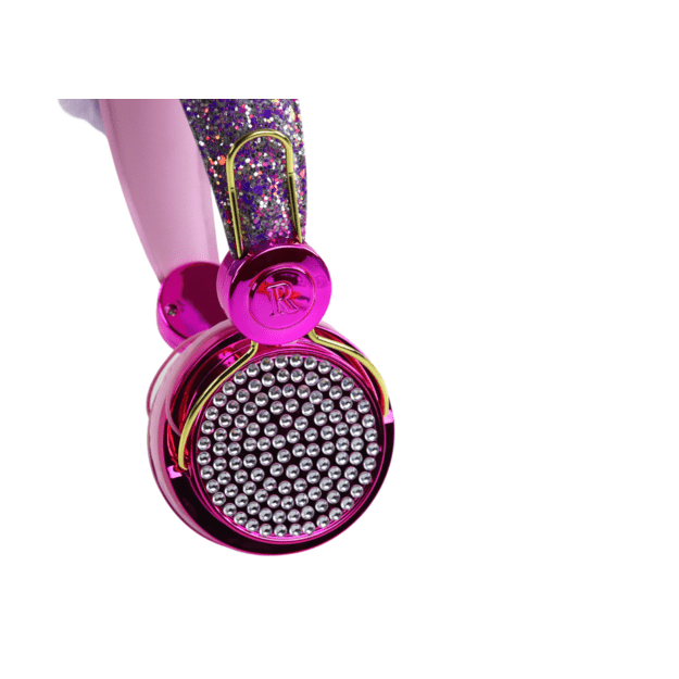 Wired headphones in shades of pink, adjustable ears, microphone