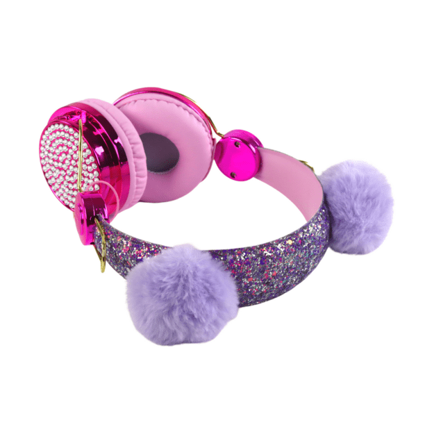 Wired headphones in shades of pink, adjustable ears, microphone