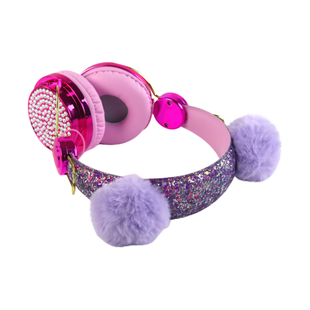 Wired headphones in shades of pink, adjustable ears, microphone