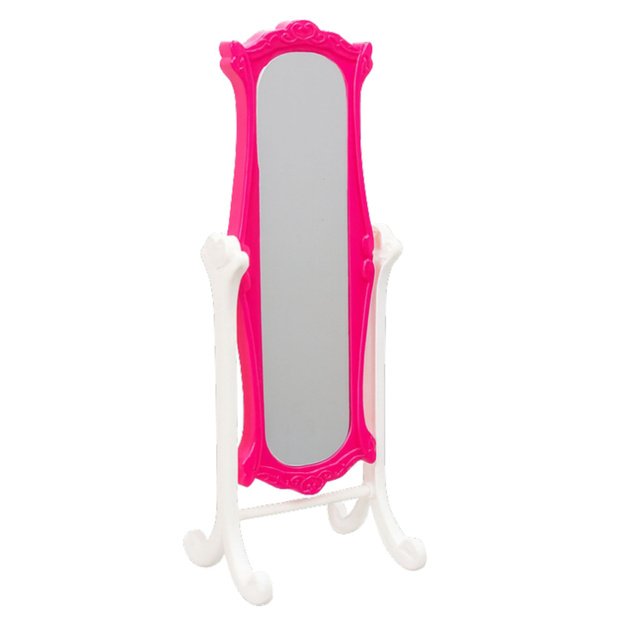 Doll Furniture Set Wardrobe Mirror Hangers Pink 1