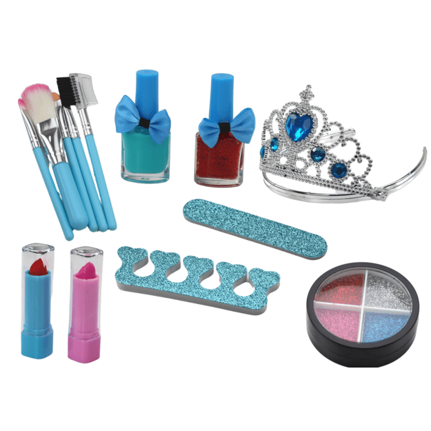 A set of cosmetics in a Crown Blue nail makeup case 1