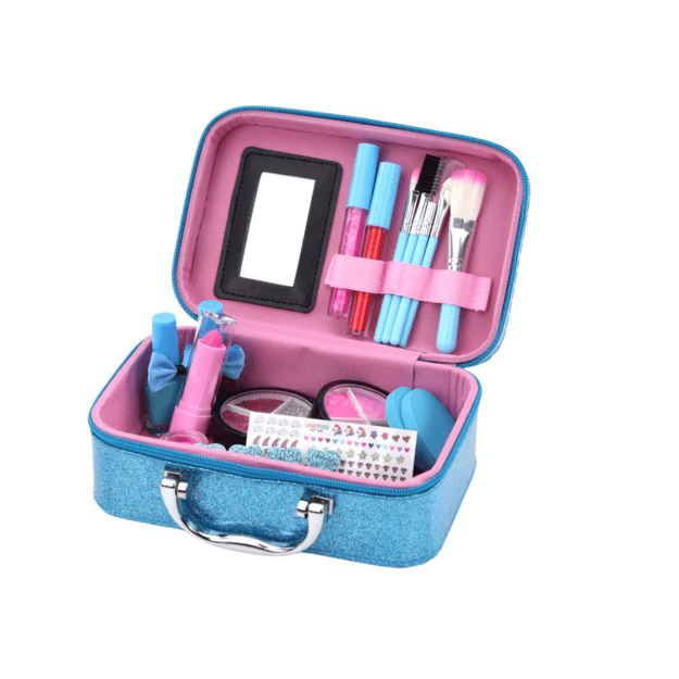A set of cosmetics in a Crown Blue nail makeup case 2
