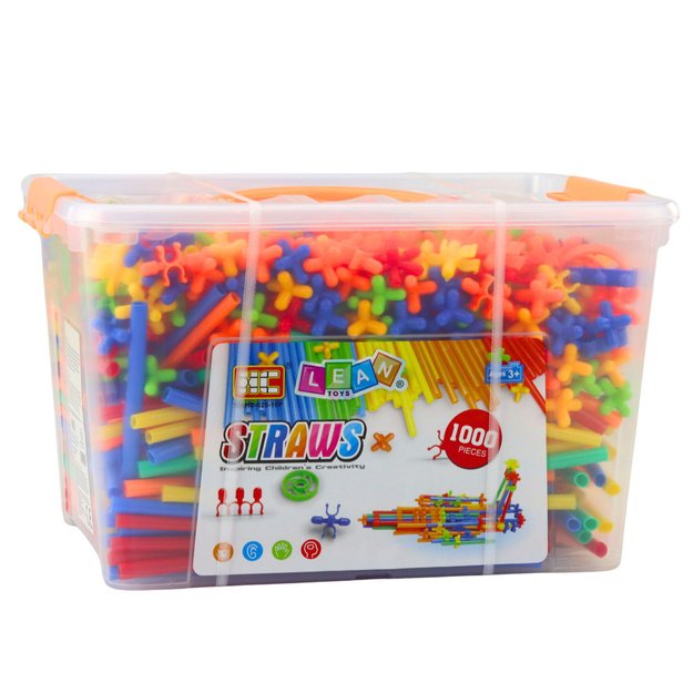 Straws 3D 4D Construction Blocks in a Box, Colorful, 1000 pcs. 3