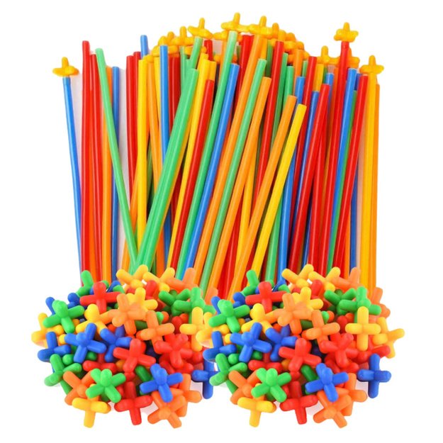 Straws 3D 4D Construction Blocks in a Box, Colorful, 1000 pcs. 1