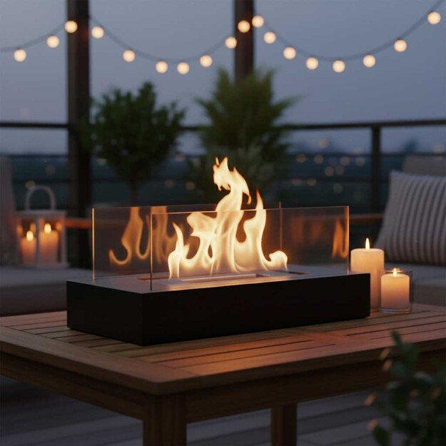 Laisvai pastatoma stačiakampė, nedūmijanti, ant stalo pastatoma biokuro krosnelė 7