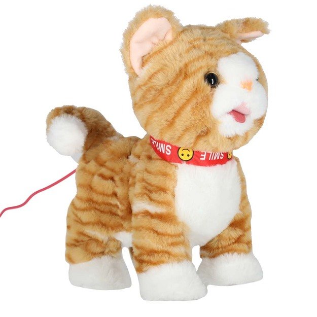 Interaktyvi katė ant pavadėlio miauksi vaik&scaron;to vizgina uodegą vizgina smėlio spalvos 6