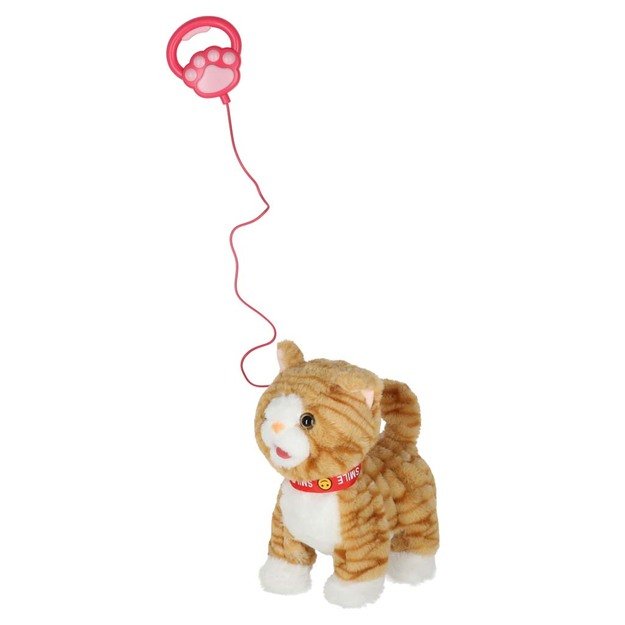 Interaktyvi katė ant pavadėlio miauksi vaik&scaron;to vizgina uodegą vizgina smėlio spalvos 5