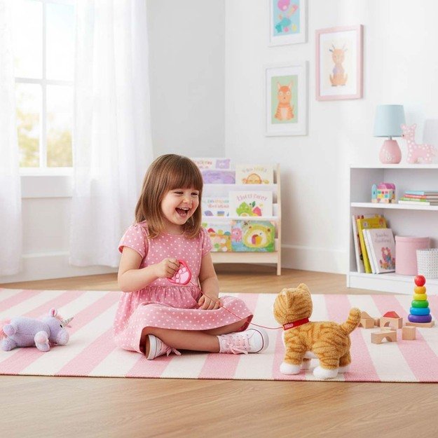 Interaktyvi katė ant pavadėlio miauksi vaik&scaron;to vizgina uodegą vizgina smėlio spalvos 8