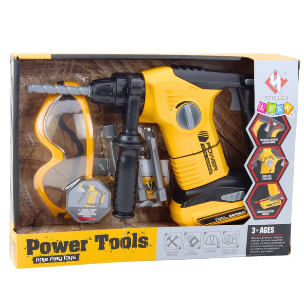 Children s Impact Hammer Drill 4 Interchangeable Bits Glasses Yellow 3