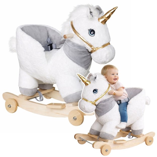 Unicorn Rocking Horse Ride-on 2 in 1 Baby Rocker White 1
