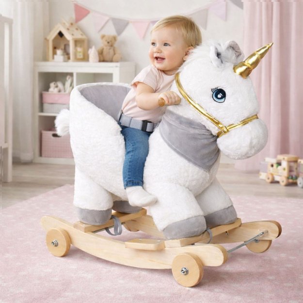 Unicorn Rocking Horse Ride-on 2 in 1 Baby Rocker White 2