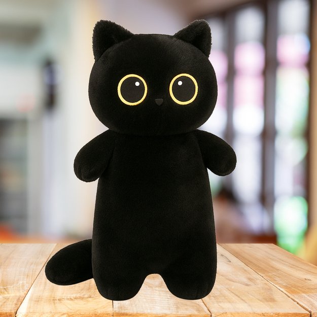 Plush Mascot Cuddly Toy Cat Black Big Eyes 65cm 1