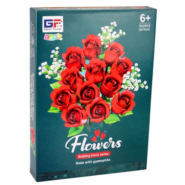 Rožių puokštė su gipso gėlėmis 2