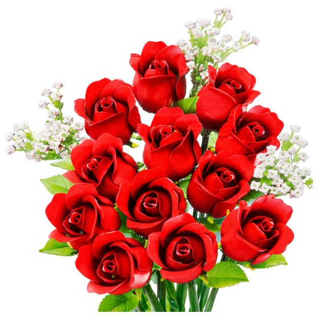 Rožių puokštė su gipso gėlėmis 1