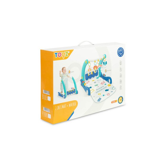 2IN1 WALKER WITH MUSIC MAT BLUE