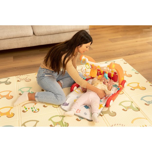 2IN1 WALKER WITH MUSIC MAT BLUE