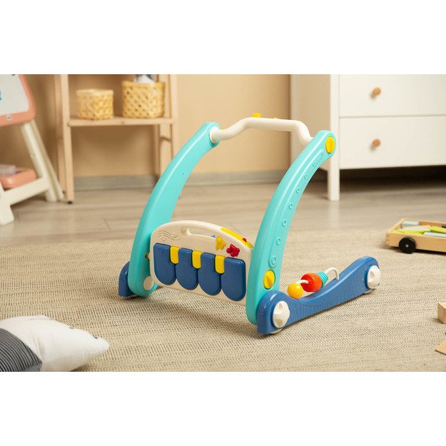 2IN1 WALKER WITH MUSIC MAT BLUE