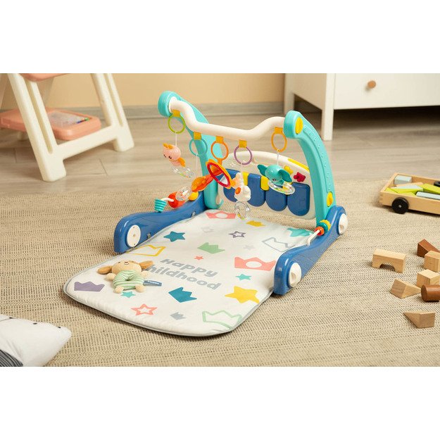 2IN1 WALKER WITH MUSIC MAT BLUE