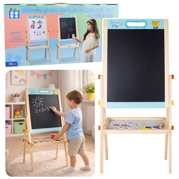 Double-sided Wooden Dry-Erase Chalk Board Blue