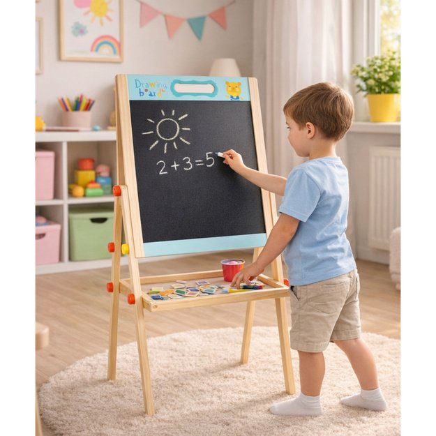 Double-sided Wooden Dry-Erase Chalk Board Blue 2