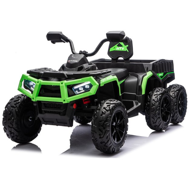 Battery-Operated Quad ATV 6 Wheels With Trailer JC606 24V 4x4 Green 1