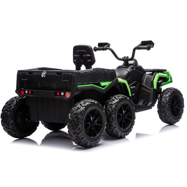 Battery-Operated Quad ATV 6 Wheels With Trailer JC606 24V 4x4 Green 3