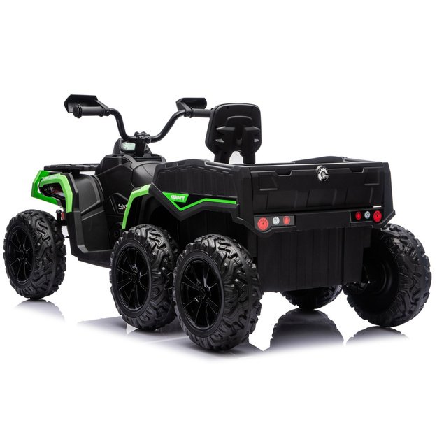 Battery-Operated Quad ATV 6 Wheels With Trailer JC606 24V 4x4 Green 2