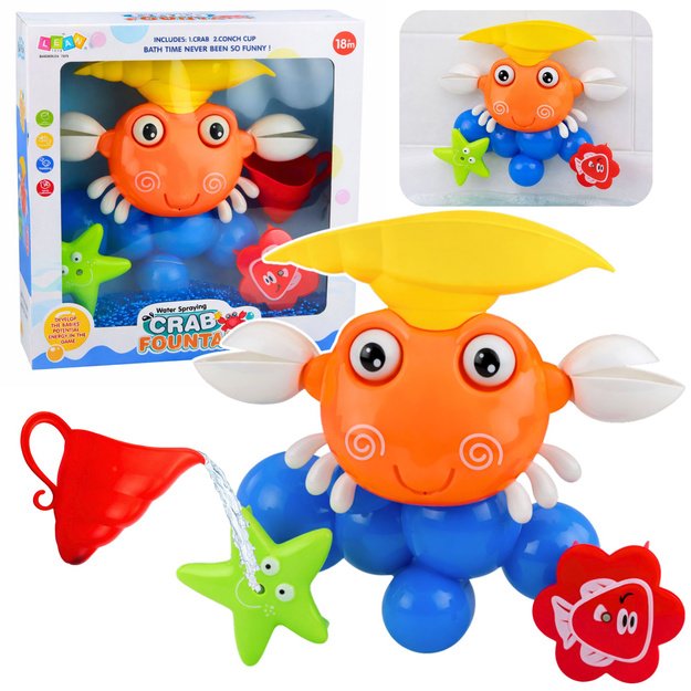 Krabų vonios rinkinys, fontanas, interaktyvus žaislas su siurbtukais